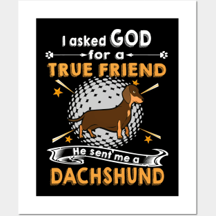 I Asked God For A True Friend He Sent Me A Dachshund Posters and Art